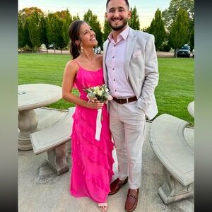 Pink Ruffle Bridesmaid/Wedding Guest Dress